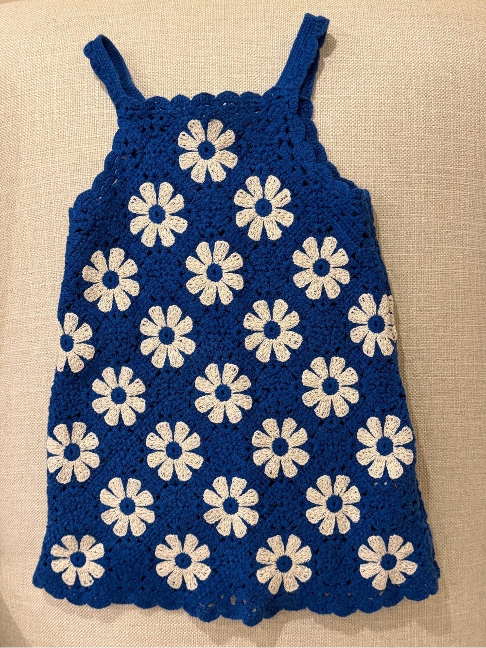 Zara - Blue Crochet Floral Dress - size 5Y